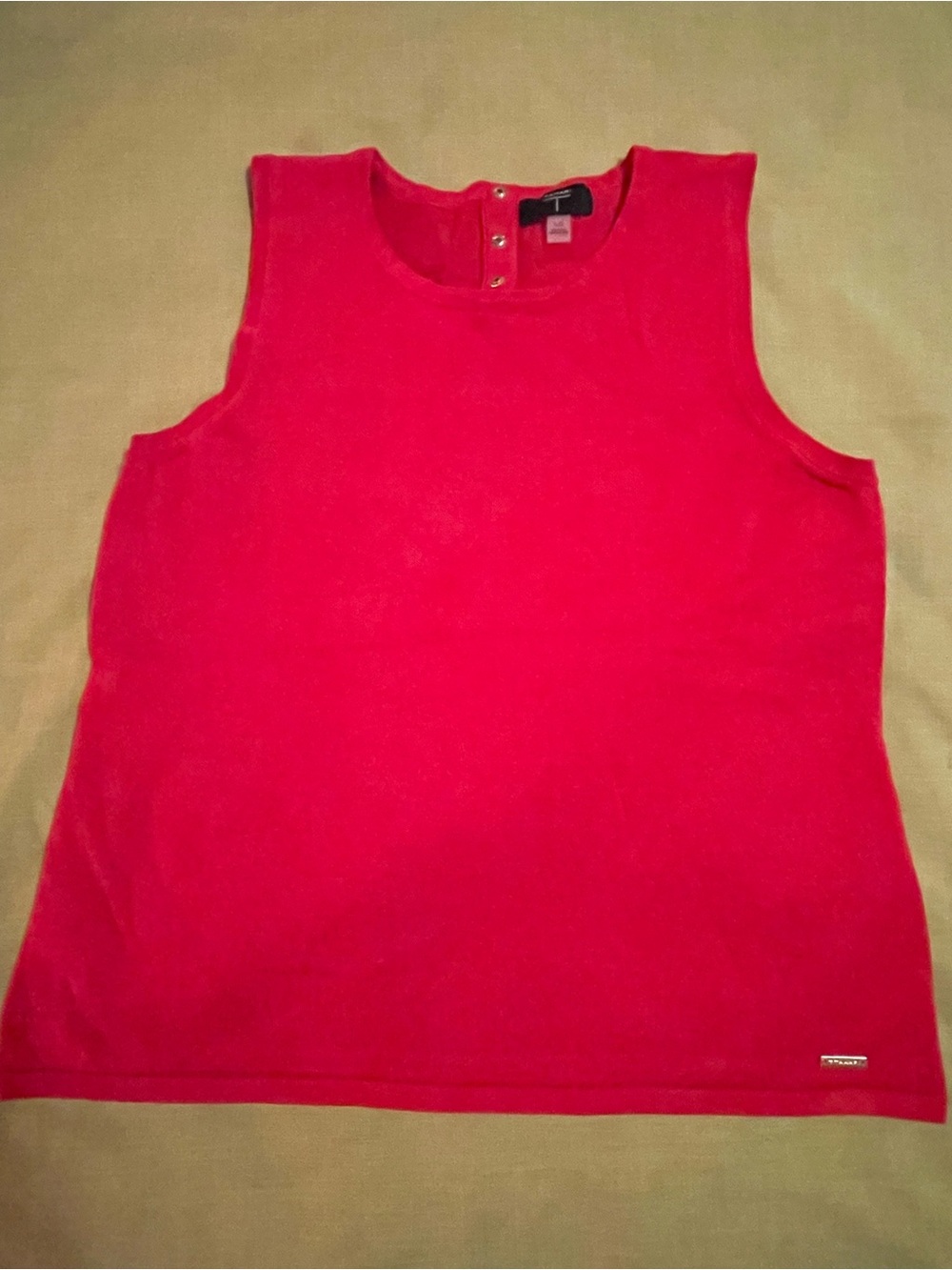 Soft knit red T Tahari sleeveless top.